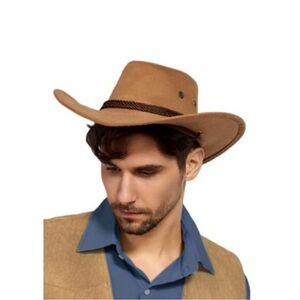💞 New Men’s One Size Tan Cowboy Hat with Adjustable Strap